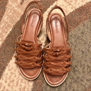 Madewell Maya Huarache Flat Sandals, English Saddle, Size 7